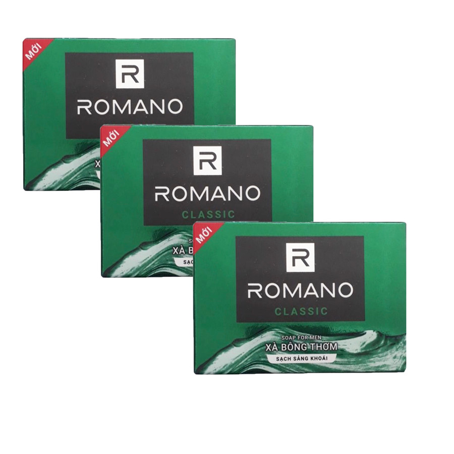 Combo 3 Xà bông tắm Romano Classic 90g*3-Tặng 5 Gói dầu gội Romnao Classic