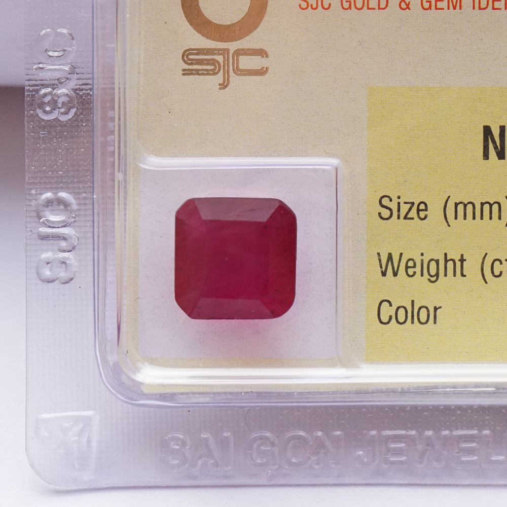 Mặt Đá Ruby Tự Nhiên Mài Giác Vuông Kiểm Định