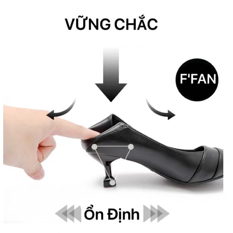 Giày Gót Nhọn (Da THẬT) Da Mềm Như Bún Cao Gót Công Sở Văn Phòng Nữ Vạt Ngang FFAN STORE