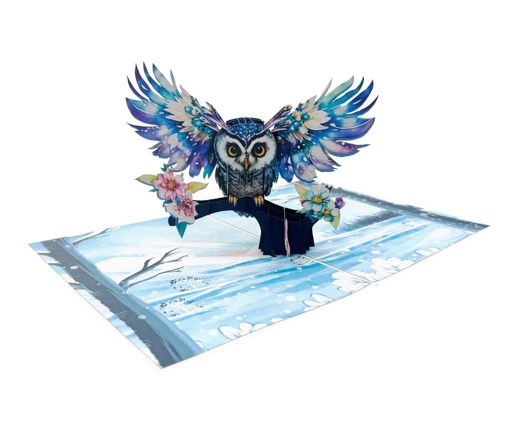 A56 -  Thiệp 3D Chim Cú Đêm Sải Cánh – Pop Up  Card Viethands Giftshop