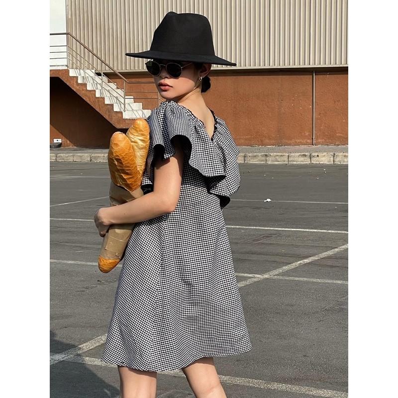 Đầm caro doll bèo+ nón