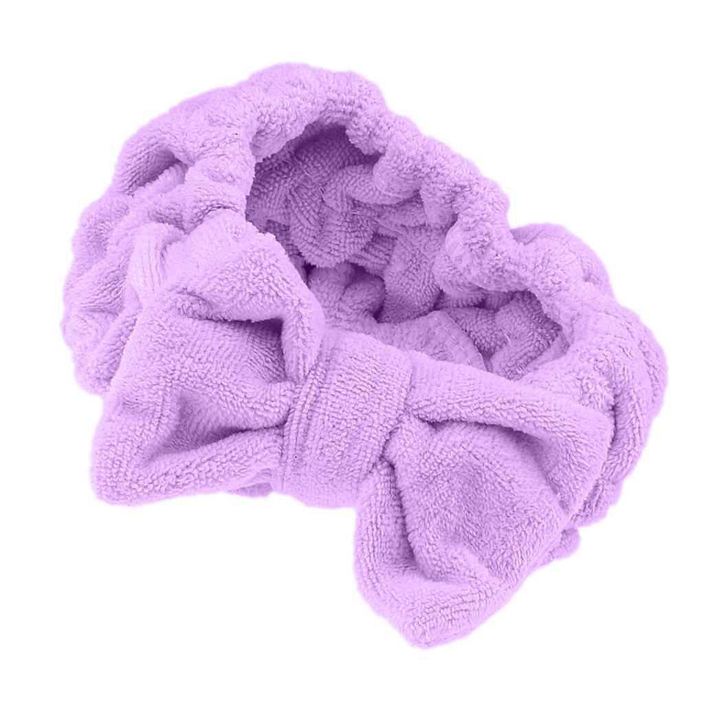 Bowknot Makeup Cosmetic Shower Bath Spa Elastic Hair Band Headband Purple