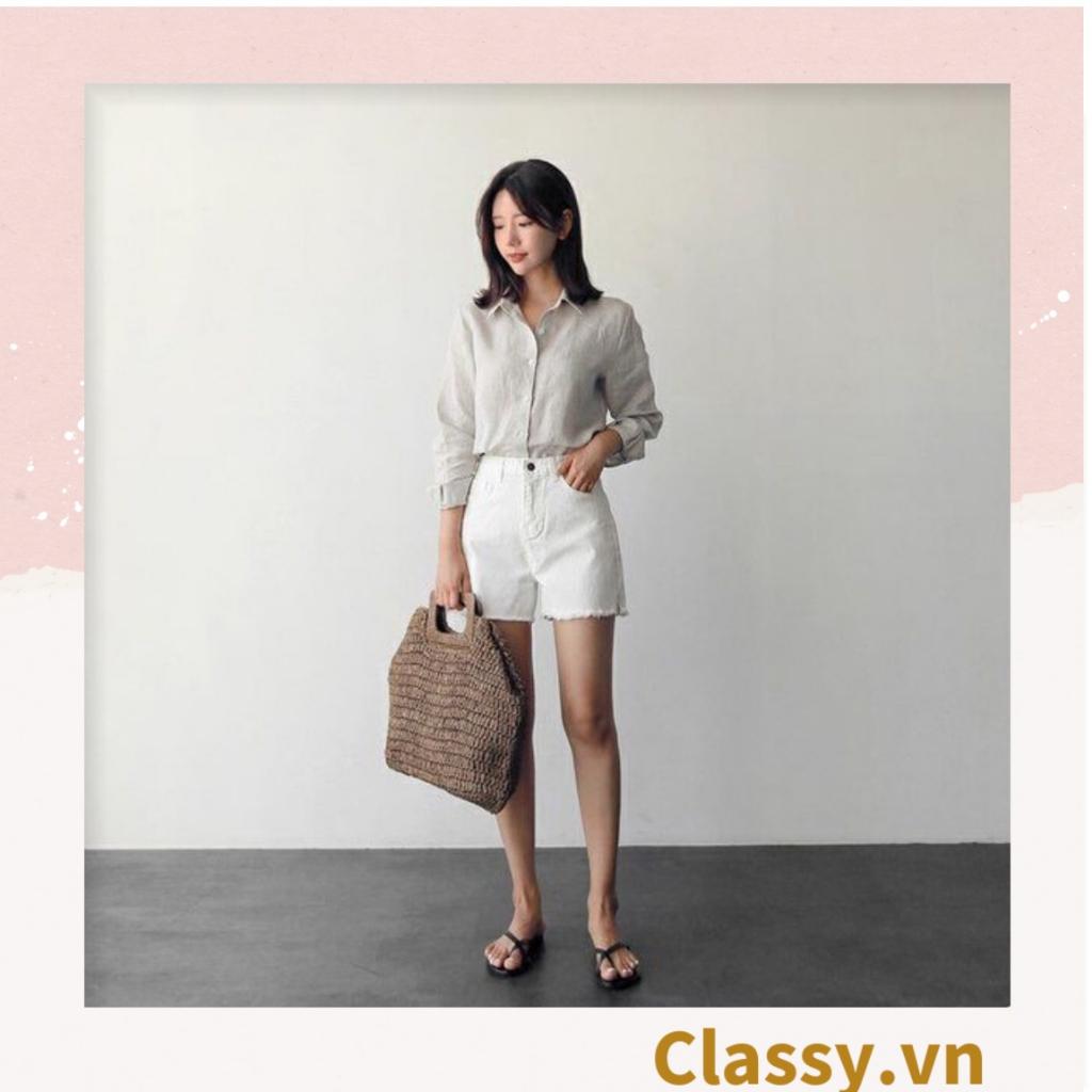 Túi cói Classy đan móc size lớn chất liệu giấy cao cấp, quai gỗ chất lượng, thân thiện với môi trường T994
