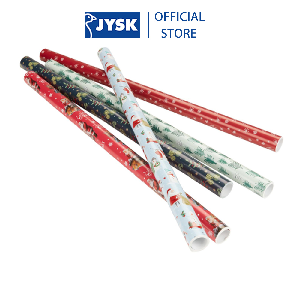 Giấy bọc quà | JYSK Magnesit | giấy | kem/xanh lá/đỏ | R70xD600cm