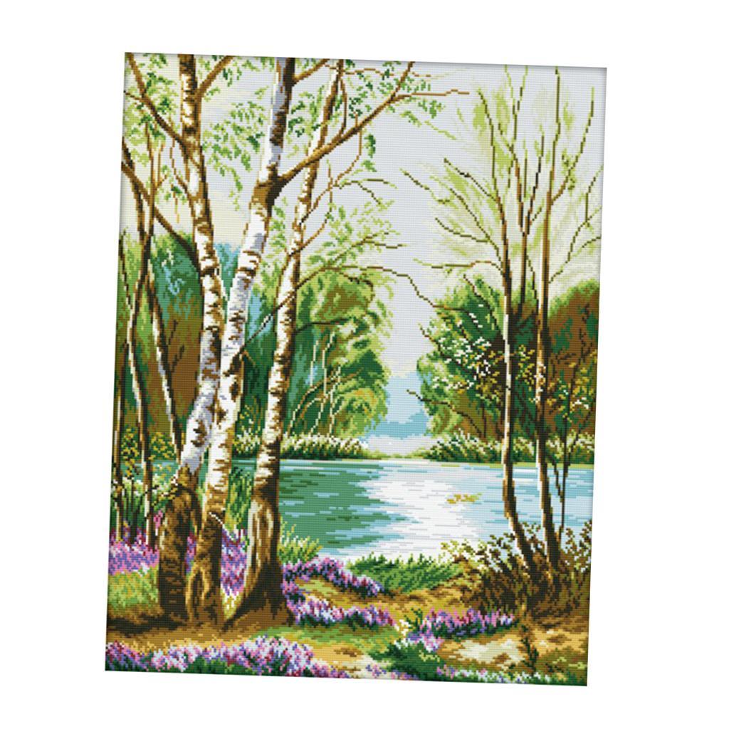 Stamped Cross Stitch Kits 11CT Aida Cloth Embroidery Kits - Forest & Lake