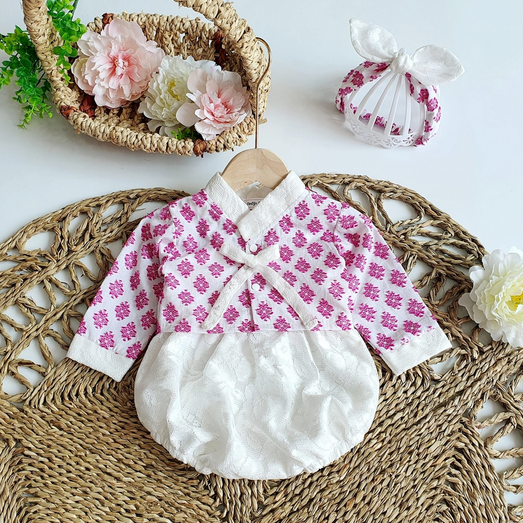 Body Hanbok Tím Bé Gái 3 Đến 12kg Chất Thô Thêu Phối Ren CAO CẤP