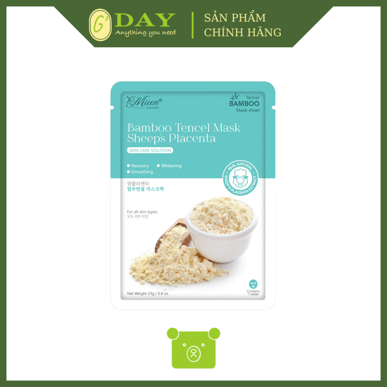 Mặt Nạ Dưỡng Da Mian Bamboo Tencel Mask Chiết Xuất Nhau Thai Cừu 21g