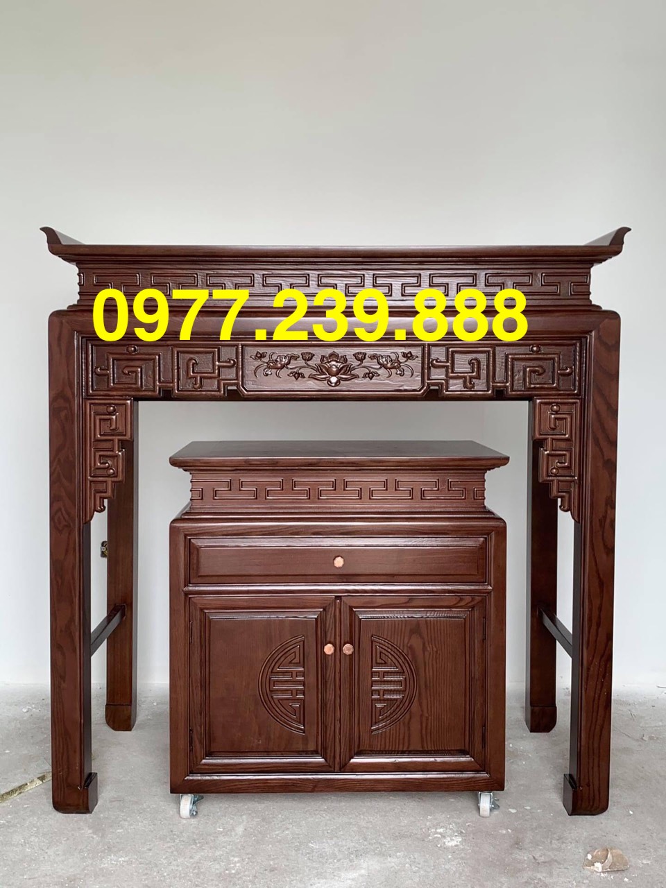 bộ bàn thờ gỗ sồi 107cm