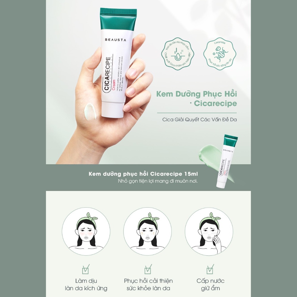 Kem dưỡng ẩm chiết xuất rau má Beausta Cicarecipe Cream 50ml