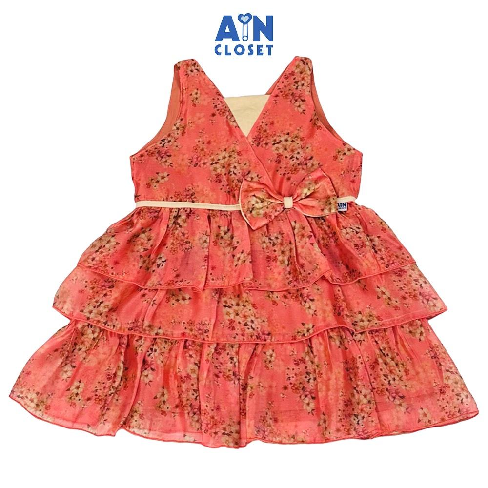 Đầm bé gái họa tiết Hoa Vàng Anh Cam tơ silk - AICDBGQBMSG7 - AIN Closet