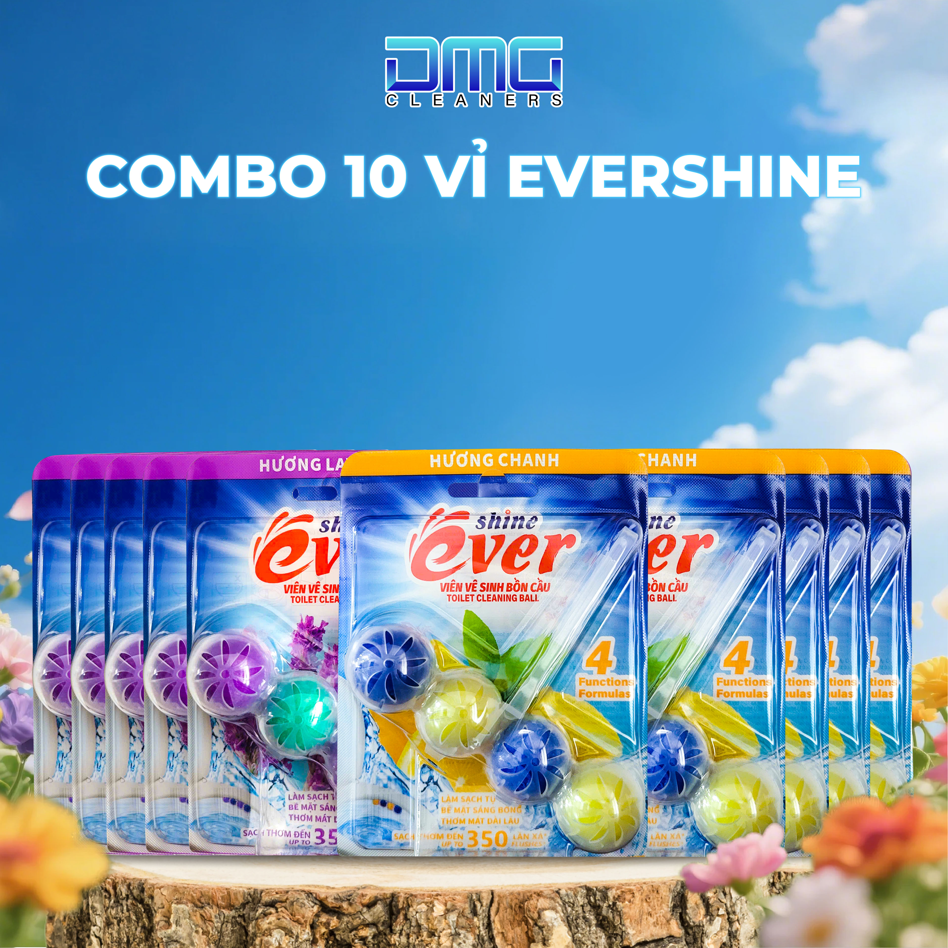 Combo 10 Vỉ Viên Treo Bồn Cầu Evershine (5 Chanh + 5 Lavender)  - Sạch Bay Vi khuẩn Sau Mỗi Lần Xả Nước