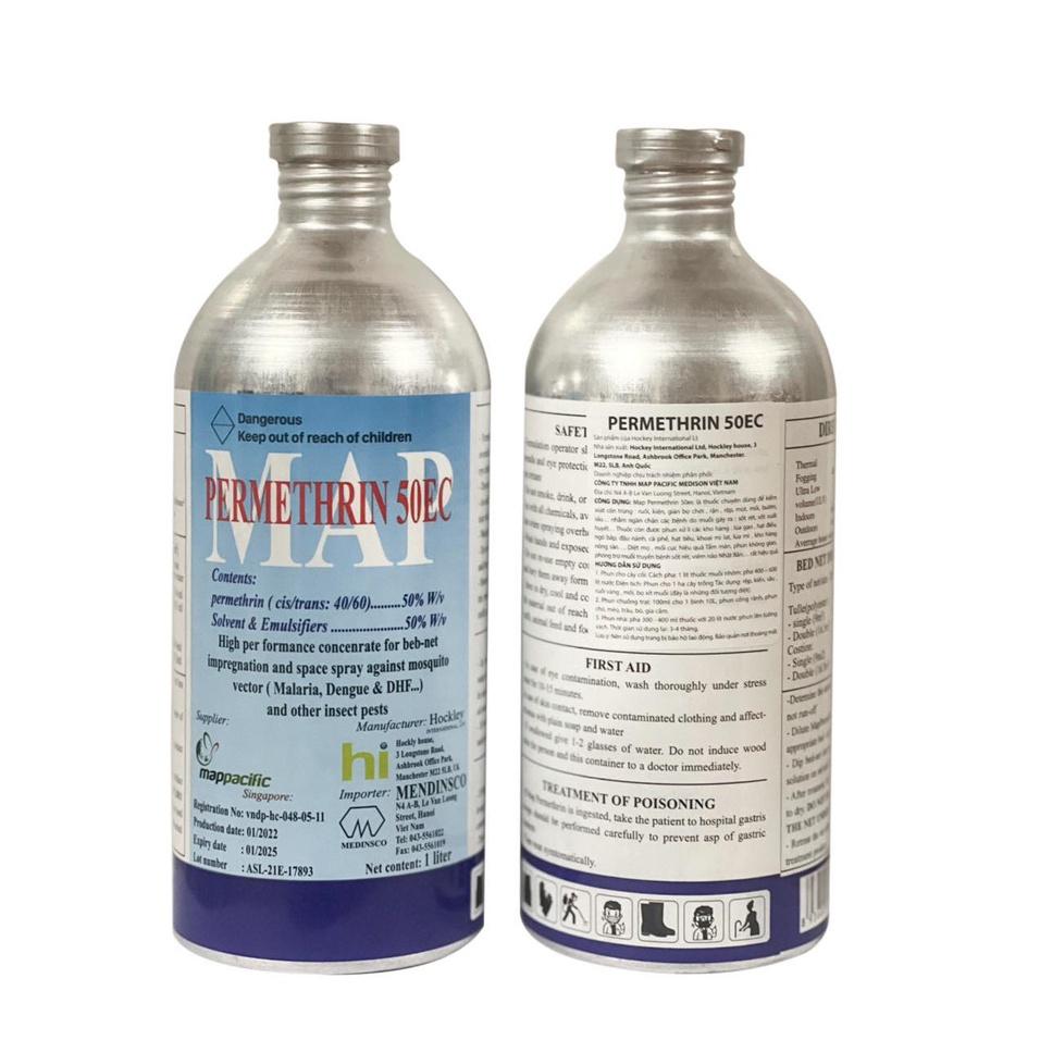 Thuốc Diệt Muỗi MAP PERMETHRIN 50EC Chai Nhôm 1L Xuất Xứ Anh Quốc, Tiêu Diệt Côn Trùng Sâu Bệnh