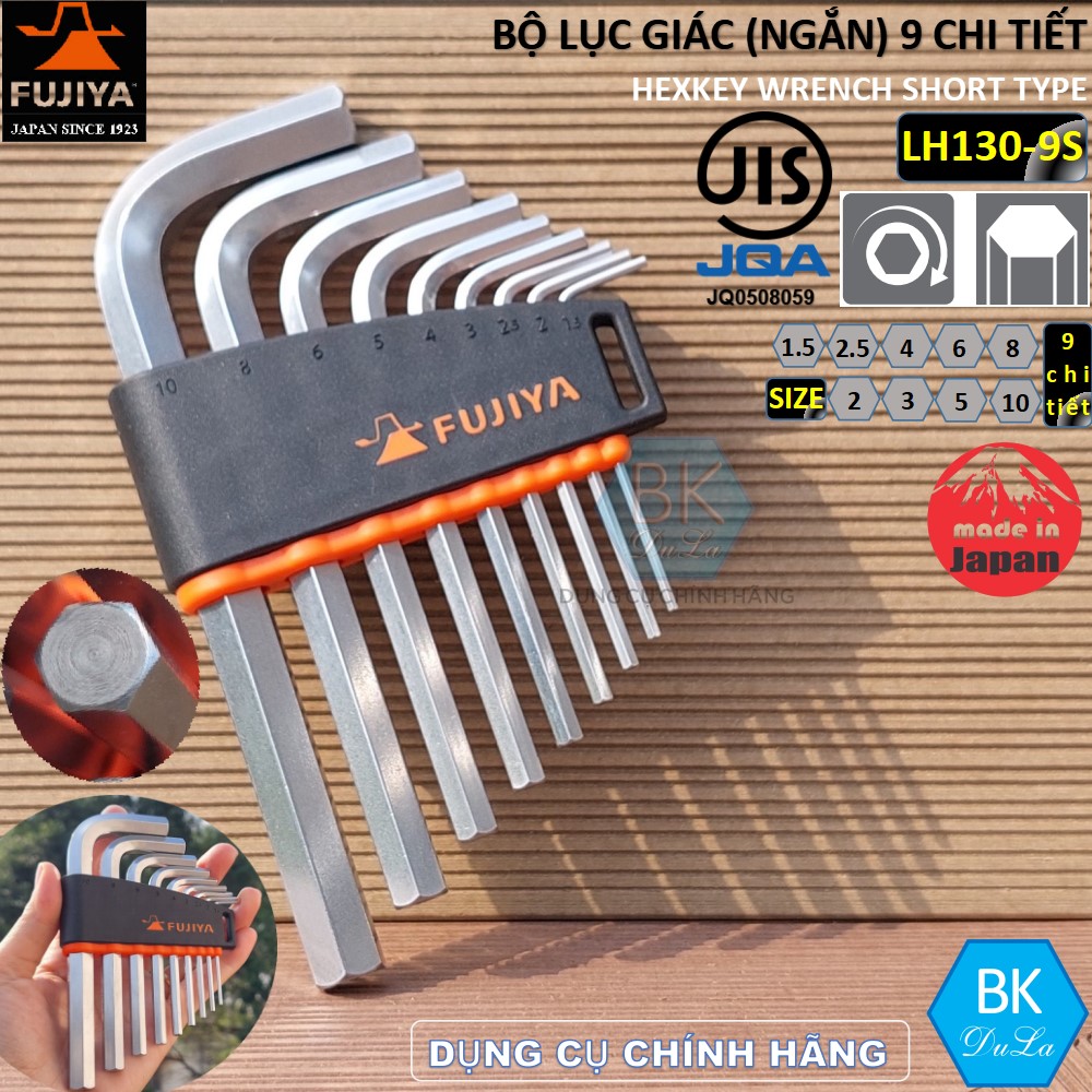 Bộ cờ lê lục giác ngắn đầu bằng lục giác 9 chi tiết FUJIYA LH130-9S made in Japan