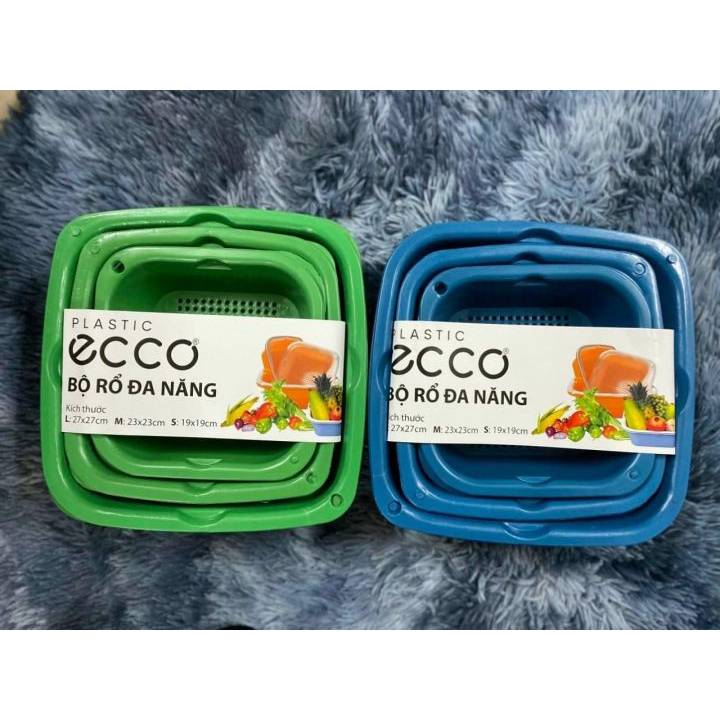 Bộ rổ nhựa kèm thau 6 món để thực phẩm rau quả đa năng ECCO- Set Rổ 6 Món Chất Liệu Nhựa Cao Cấp, Bộ Rổ Kèm Chậu Đựng Đồ Đa Năng