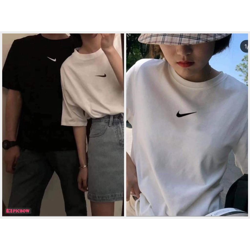 Áo thun tay lỡ Unisex form rộng rãi phong cách thể thao có 2 màu trắng và đen cho giới trẻ