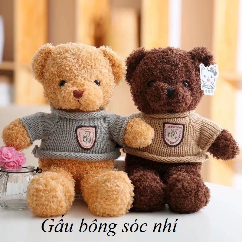 Gấu bông Teddy áo len cao cấp đồ chơi siêu xinh cho bé