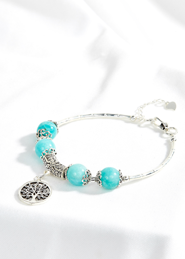Vòng amazonite phối charm cây bạc Ngọc Quý Gemstones