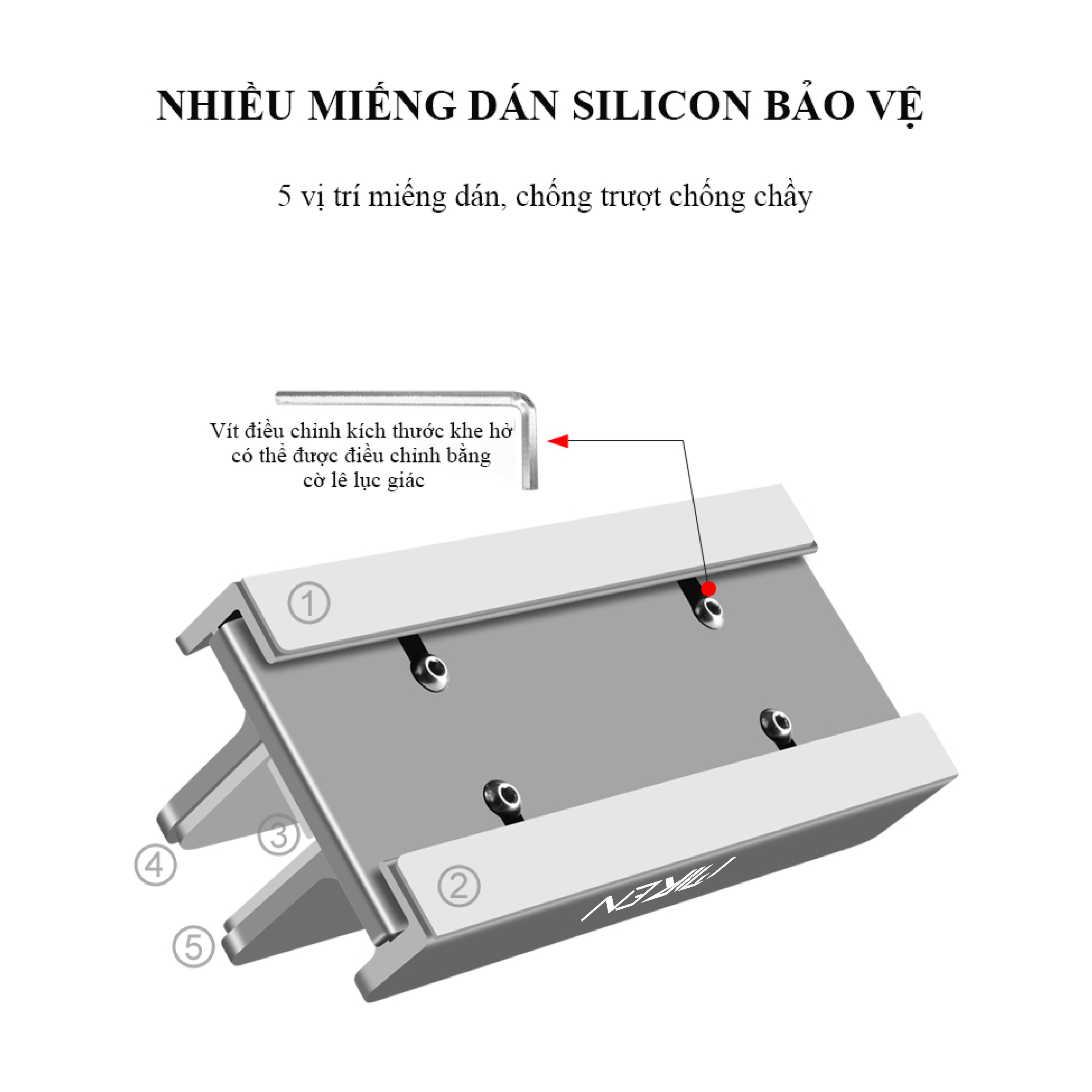 Giá Đỡ Laptop Macbook Điện Thoại Máy Tính Bảng Kẹp Khe Dựng Đứng Hợp Kim Nhôm Nguyên Khối Với 3 Khe Kẹp Hàng Chính Hãng