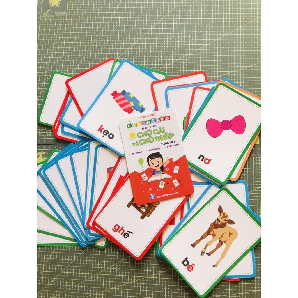 Bộ thẻ flashcard chữ ghép và chữ cái cho bé học tiếng việt(khổ lớn 10x15cm)- MT books