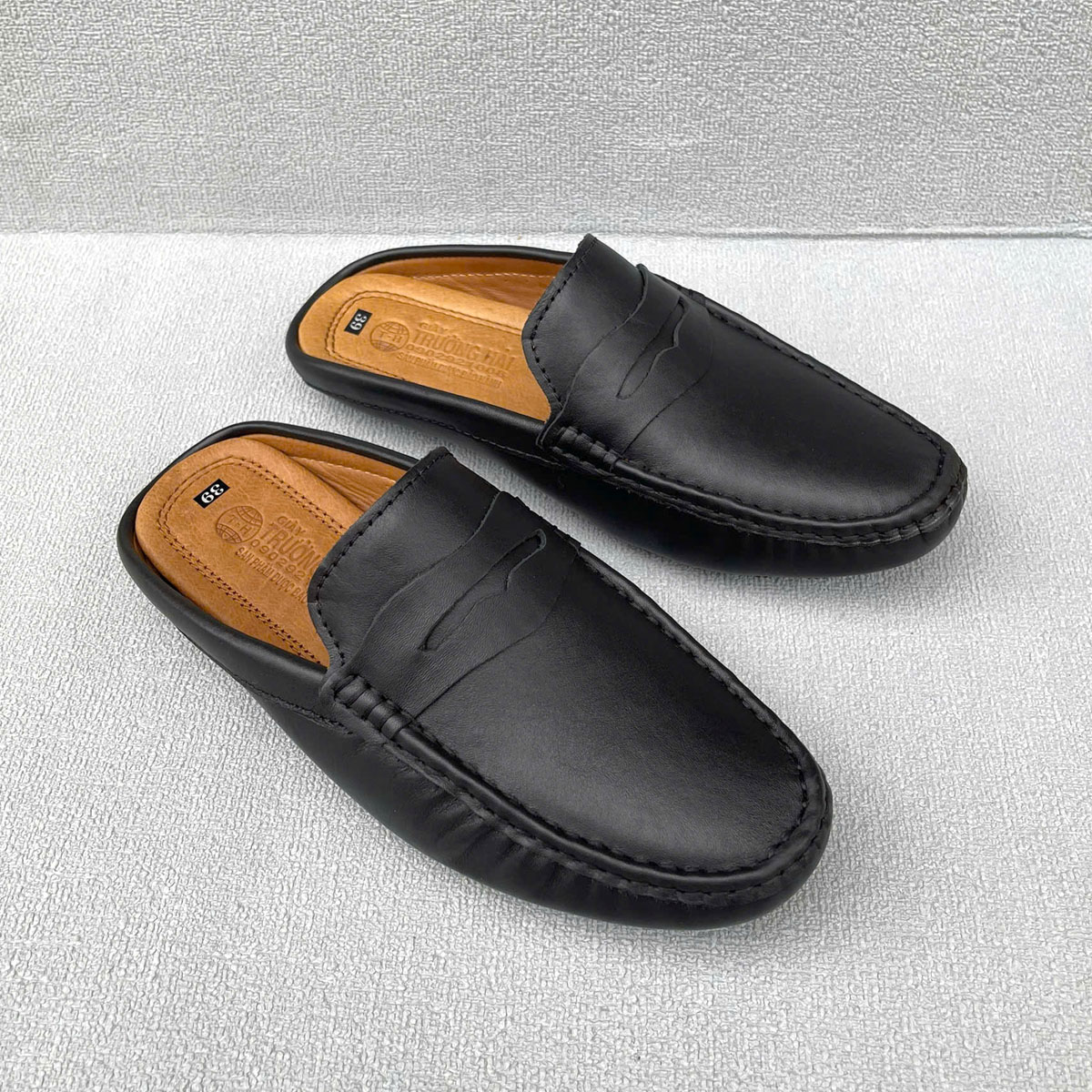 Giày sục da nam Trường Hải GS333 Đế âm da bò nguyên tấm 3 màu đen, nâu, vàng thời trang nam cao cấp