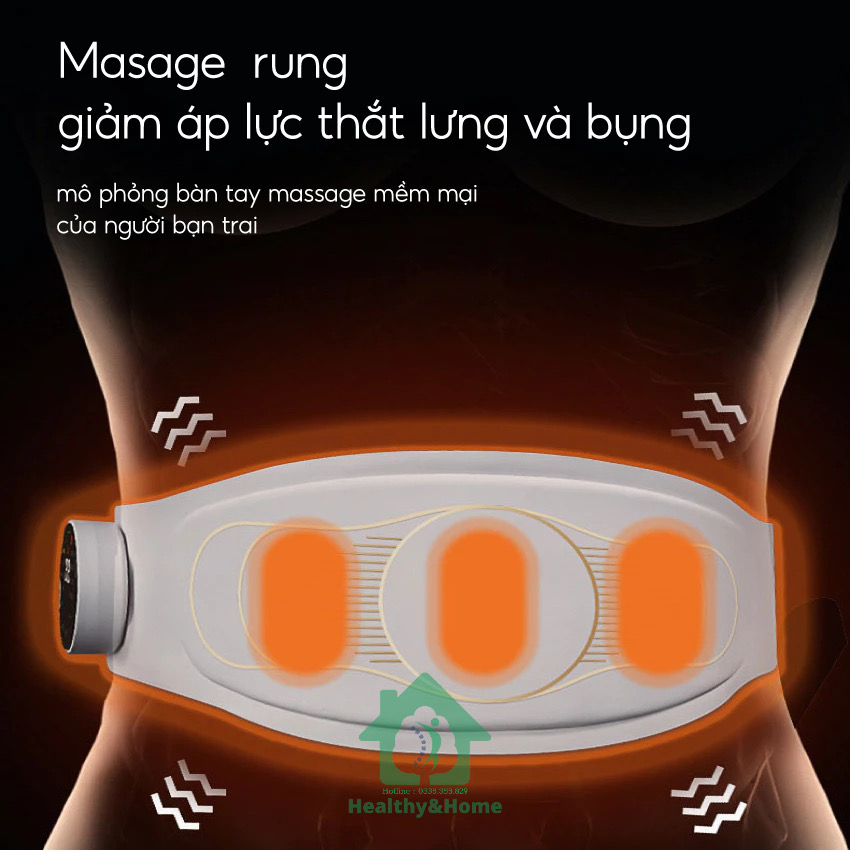 Máy Massage tan mỡ bụng Xung Điện EMS Beame BM-B48, Đai Massage Lưng Bụng Rung Nhiệt Giảm Đau Bụng Kinh