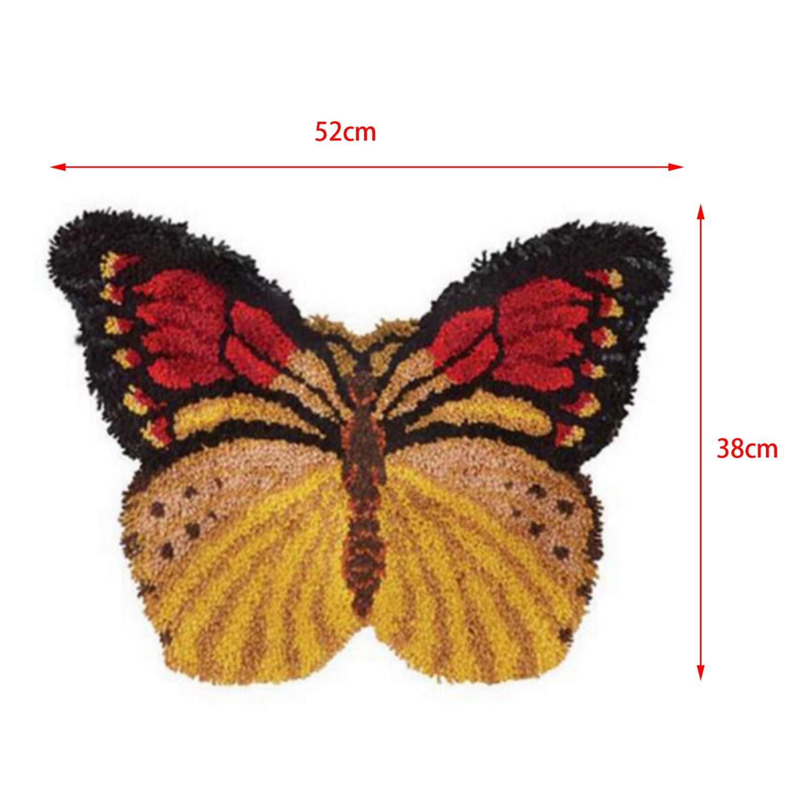 Handmade Latch Hook Rug Kit Butterfly Shaped Carpet Crochet Yarn Kit Latch Hooking Rug Kits Home Decor Festival Gift