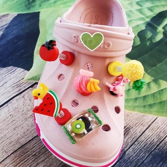Jibbitz đá cứng kẹo trái cây 3D trong suốt - Nút gắn dép cross