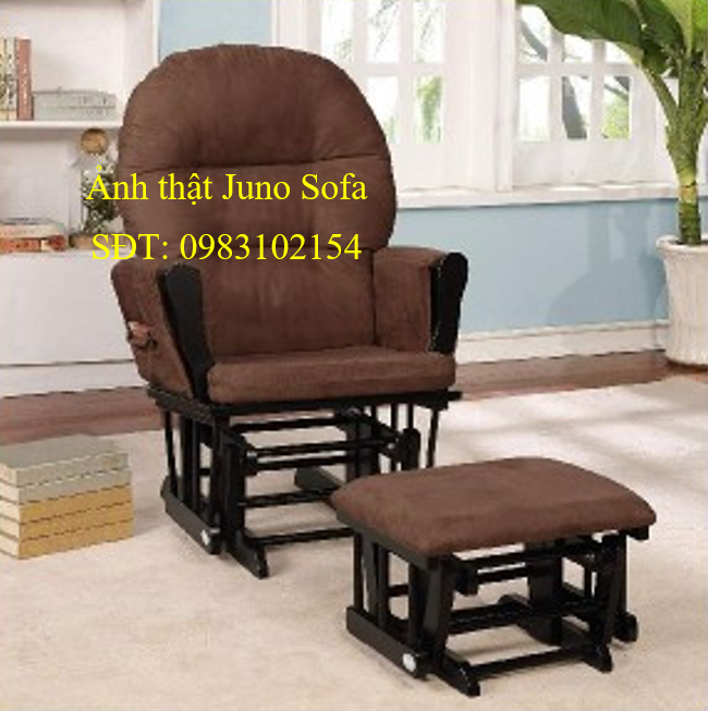 Ghế lắc thư giãn Rocking chair Juno Sofa Màu trắng Nệm Màu nâu