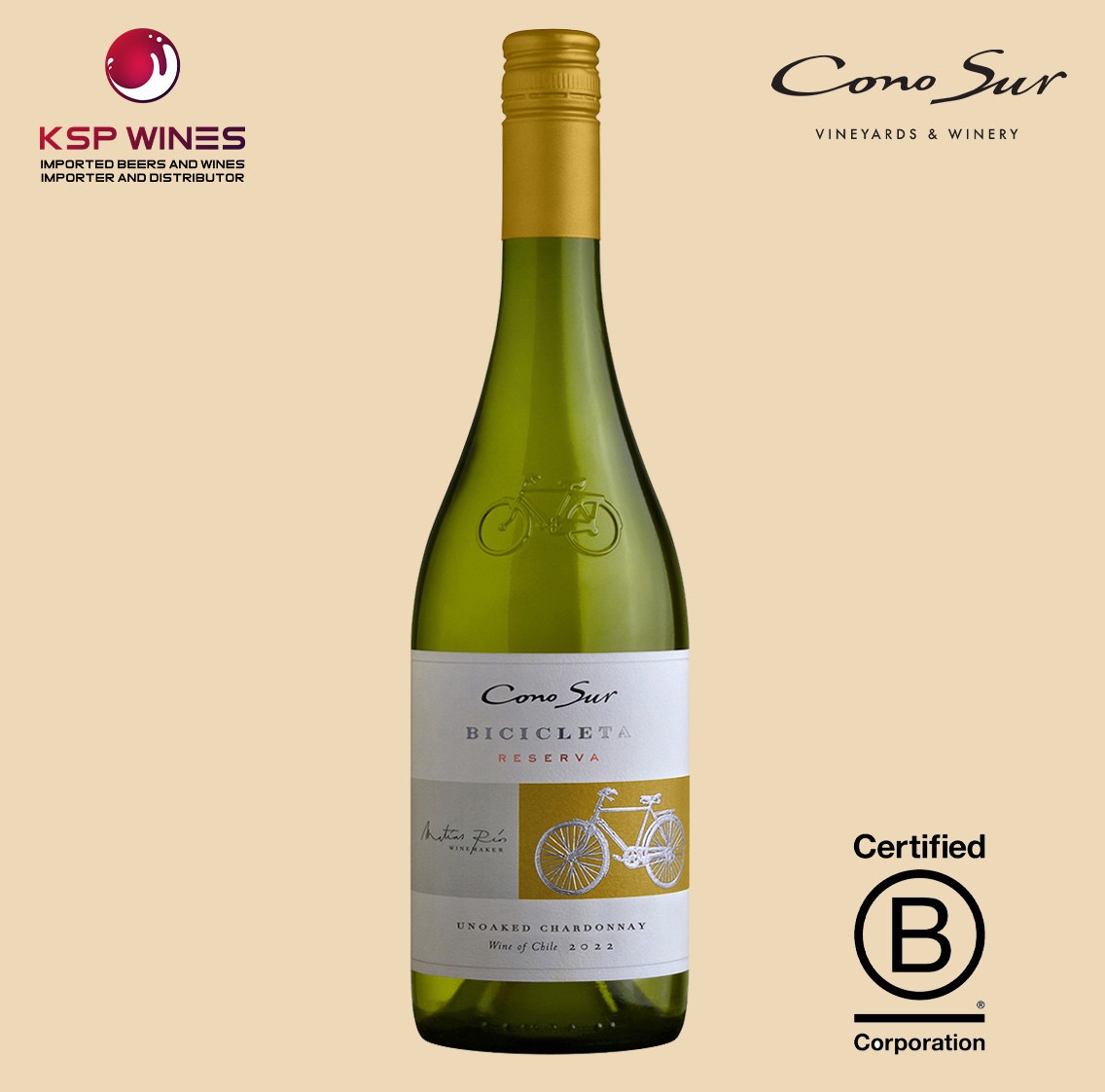 RƯỢU VANG TRẮNG CHILE BICICLETA CHARDONNAY 2022