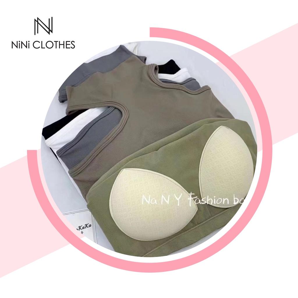 Áo croptop nữ sát nách ba lỗ thun cổ khoét không tay kiểu ôm body có mút ngực vải cotton co giãn tốt