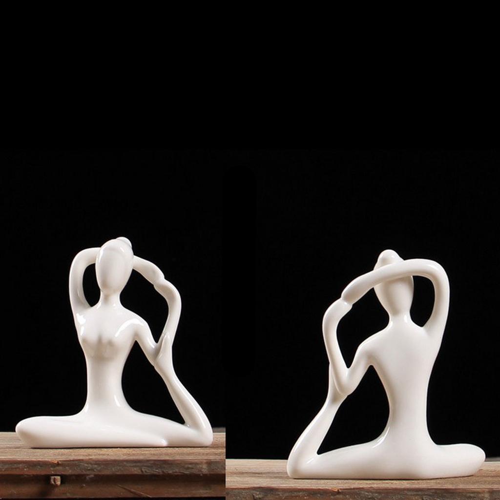 3x Ceramic Yoga Figure Ornament Statue Sculpture Garden Home Decor