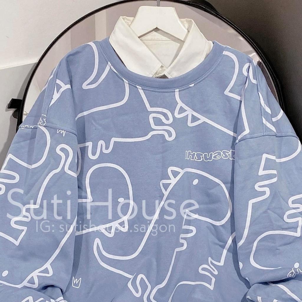 Áo Sweater Unisex Nam Nữ Khủng Long 3D Có 3 Màu Form Rộng Vải Mềm Mịn Phong Cách Ulzzang - Suti House
