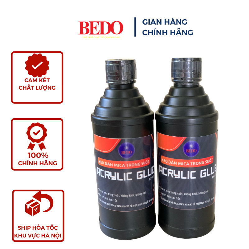 Keo dán mica, keo dán mặt, dán cạnh trong suốt acrylic glue-chai 500ml