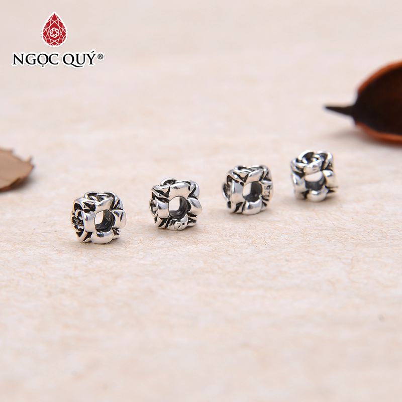 Combo 4 cái charm bạc chặn hạt hoa xỏ ngang - Ngọc Quý Gemstones