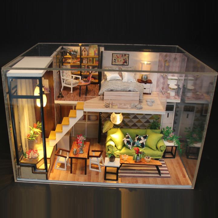 Mô hình nhà DIY Doll House The Romantic Kèm Đèn LED và Mica chống bụi