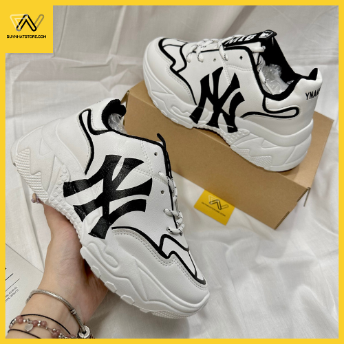 Giày Thể Thao Nữ Màu Trắng Full Duy Nhật Store Xinh Sang Size Lớn Uzzang Dây Dán Sneaker Bata Chữ NY Em Bé Gái Chữ Đen