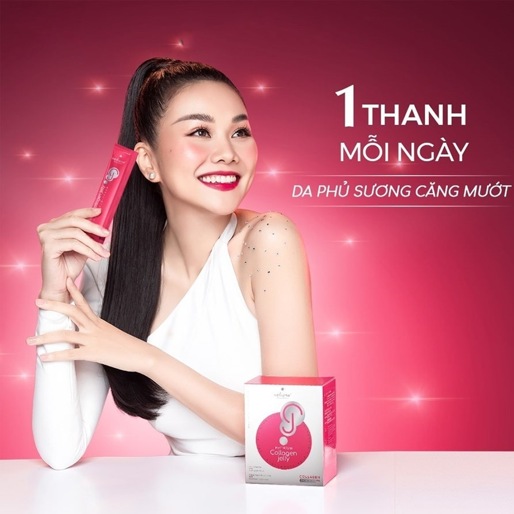 Thạch collagen chống lão hóa, dưỡng sáng da Sakura Premium Collagen Jelly (hộp 30 gói)