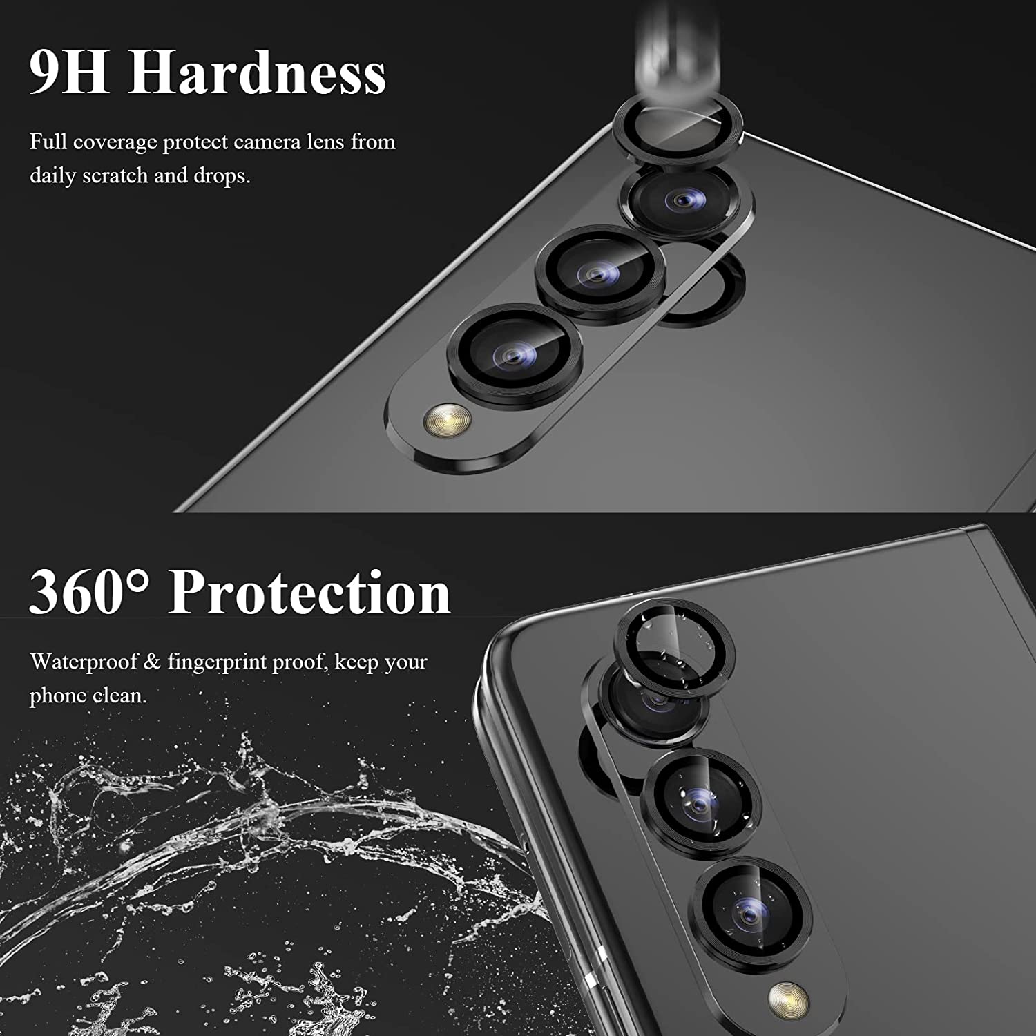 Bộ miếng dán kính cường lực bảo vệ Camera cho Samsung Galaxy Z Fold 4 hiệu HOTCASE Kuzoom Protective Lens mang lại khả năng chụp hình sắc nét full HD (độ cứng 9H, tặng kèm khung tự dán) - hàng nhập khẩu