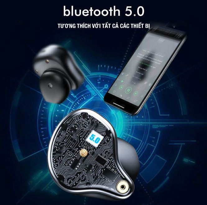 Tai Nghe Earbud Bluetooth True Wireless CONVI XS+ | Nút cảm ứng | Đèn Led hiển thị Pin | Dock sạc kiêm pin sạc dự phòng | Âm thanh 9D HiFi - Hàng Chính Hãng