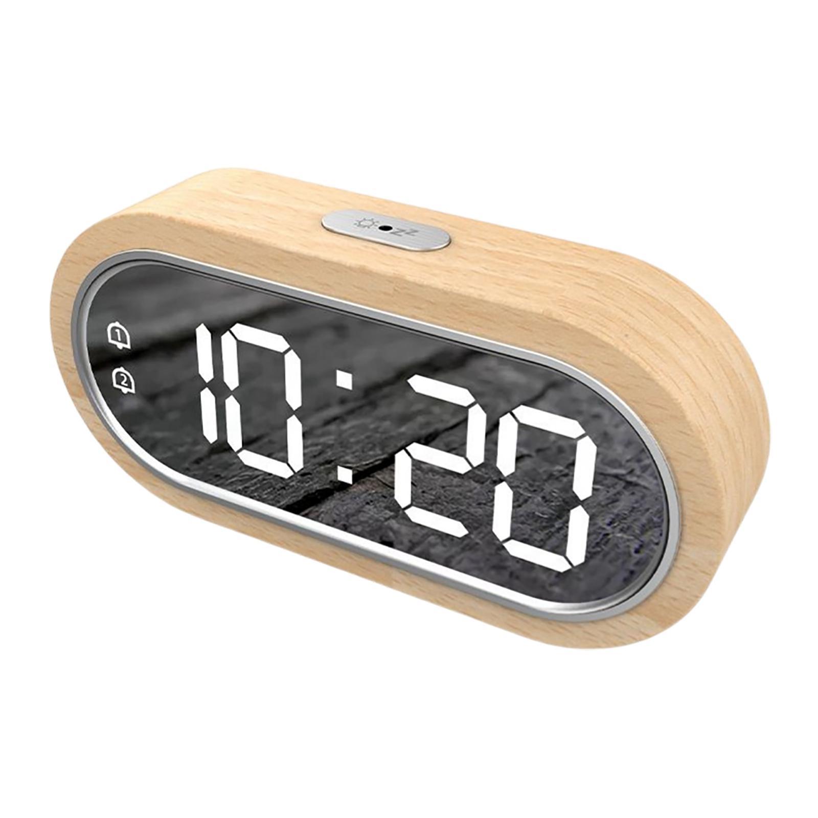 Alarm Clock, Snooze LED Display Dimmer Thermometer, Battery Powered USB Dual Alarm Clock for Desktop