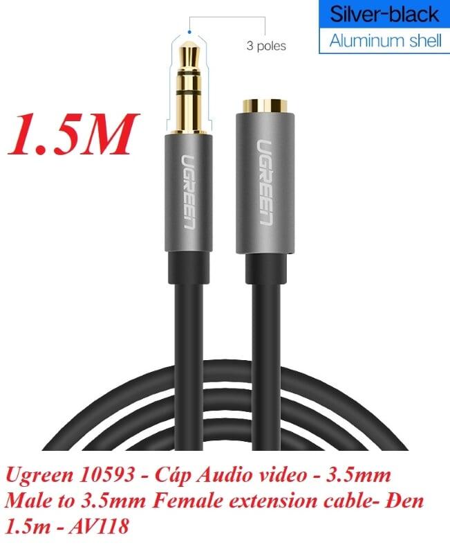 Ugreen UG10593AV118TK 1.5M màu Đen Cáp âm thanh 3.5mm nối dài - HÀNG CHÍNH HÃNG