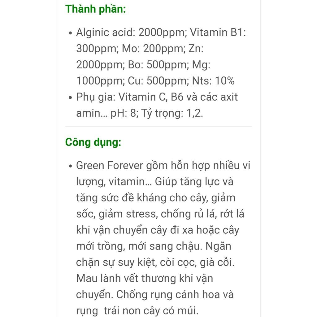 Phân bón vi lượng GREEN FOREVER - 100ml tăng đề kháng, Kích thích tăng trưởng cây