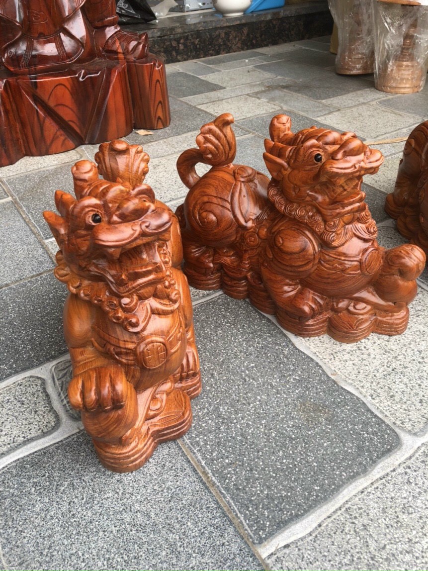 Cặp Tỳ hưu béo gỗ hương cực đẹp ngang 30cm - hàng nguyên khối siêu nặng