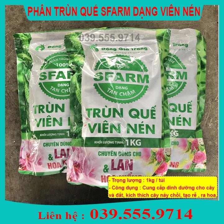 PHÂN BÓN TRÙN QUẾ DẠNG VIÊN SFARM 1KG CHUYÊN DÙNG CHO HOA