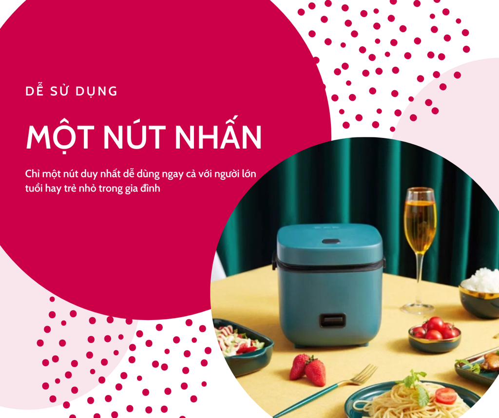 Nồi Cơm Điện Mini Mishio MK265 0.8 Lít - Hàng chính hãng