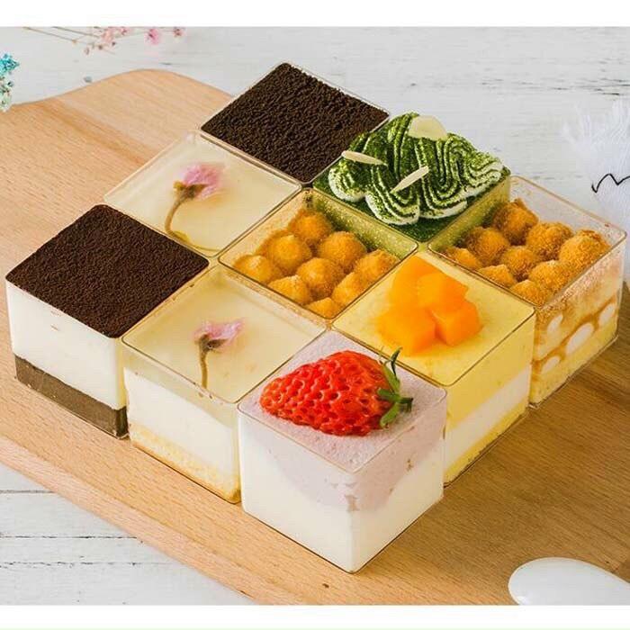 LC6055 - Sét 50 Hộp Vuông đựng bánh tiramisu , mousse, panna cotta LC-6055