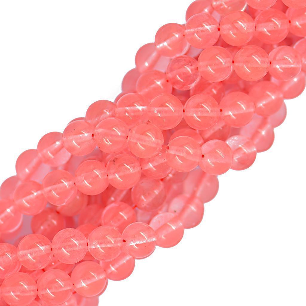 8mm Red Watermelon Cherry Quartz Round Gemstone Loose Beads Strand 15 Inch