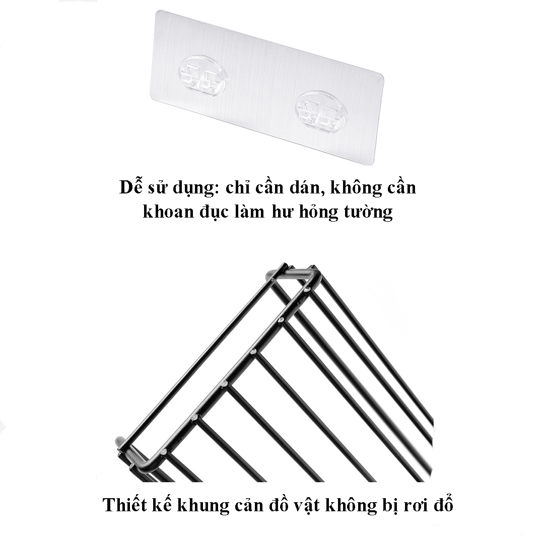 Bộ 2 kệ nhà tắm 2530 bằng sắt dán tường để đồ đa năng cực chắc