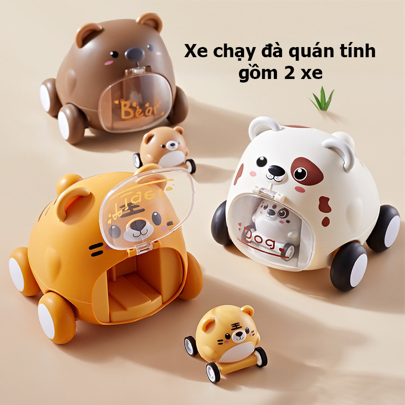 Xe đồ chơi chạy đà hình con vật KAVY No.8808 gồm 2 xe vui nhộn, chứa đựng lẫn nhau