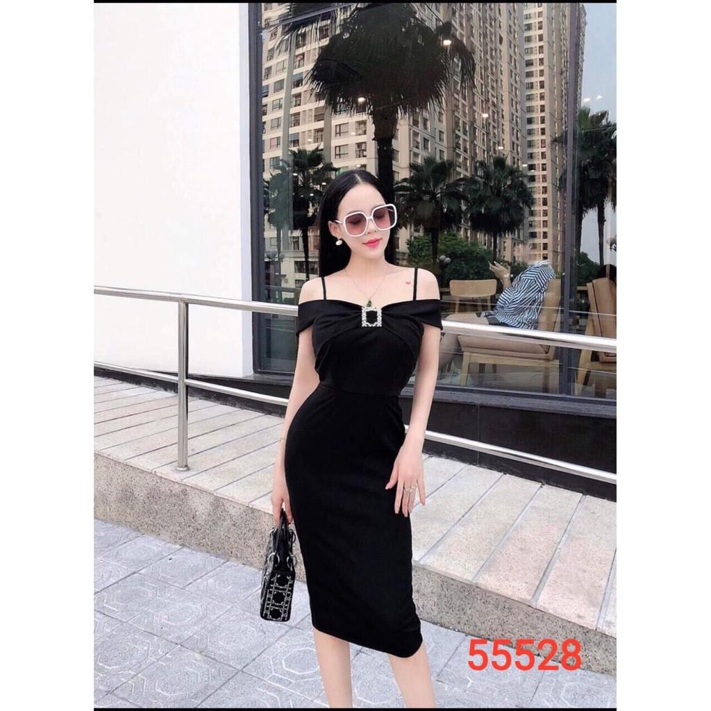 Đầm body 2 dây trễ vai cách điệu HOT 2020
